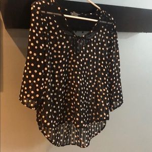 Women’s Polka Dot Sheer 3/4 Sleeve Blouse